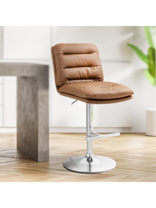 Barkruk Damar kunstleer chroom, lichtbruin Barkruk Damar kunstleer chroom, lichtbruin