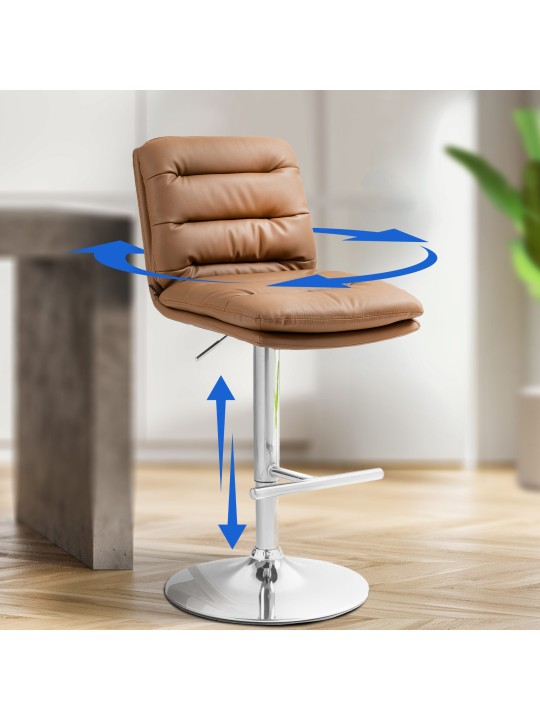 Barkruk Damar kunstleer chroom, lichtbruin Barkruk Damar kunstleer chroom, lichtbruin