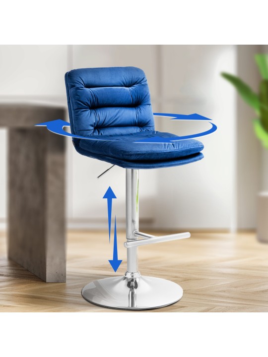 Barkruk Damar fluweel chroom, blauw Barkruk Damar fluweel chroom, blauw