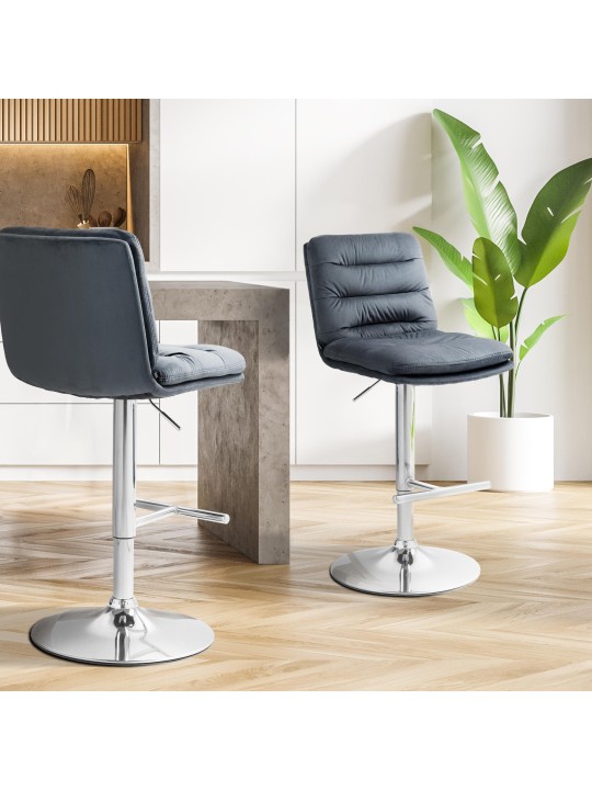 Barkruk Damar fluweel chroom, donkergrijs Barkruk Damar fluweel chroom, donkergrijs