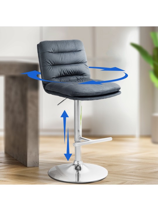 Barkruk Damar fluweel chroom, donkergrijs Barkruk Damar fluweel chroom, donkergrijs