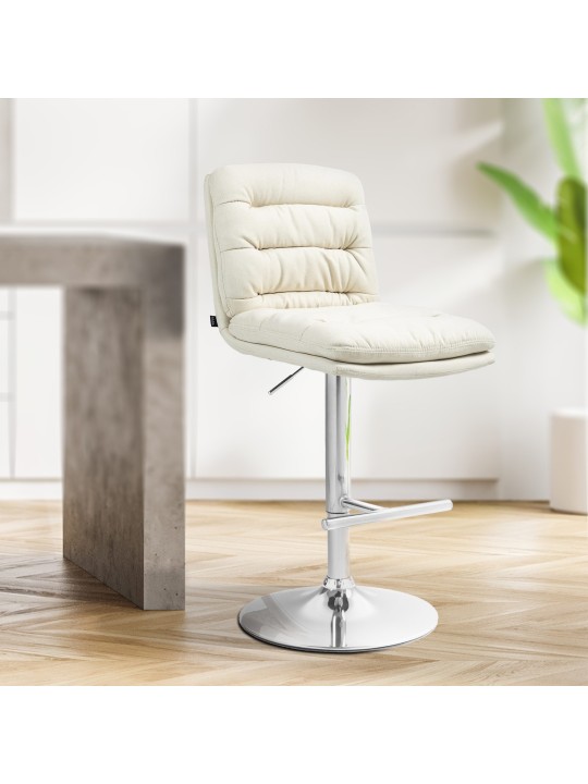 Barkruk Damar stof chroom, crème Barkruk Damar stof chroom, crème