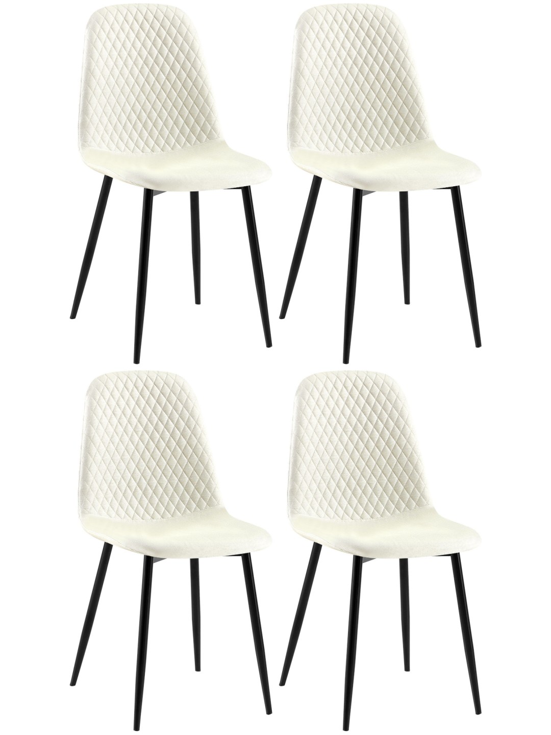 Set van 4 stoelen Giverny stof, crème