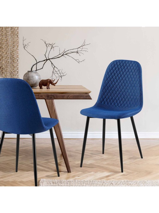 Set van 4 stoelen Giverny stof, blauw