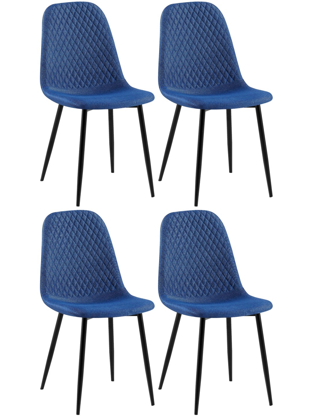 Set van 4 stoelen Giverny stof, blauw