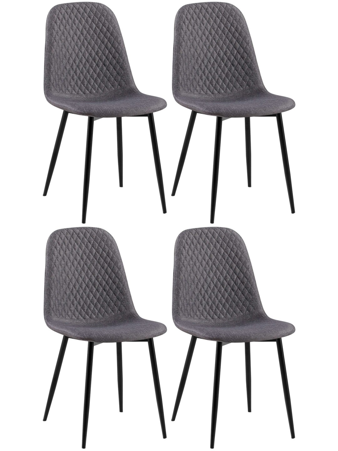 Set van 4 stoelen Giverny stof, donkergrijs