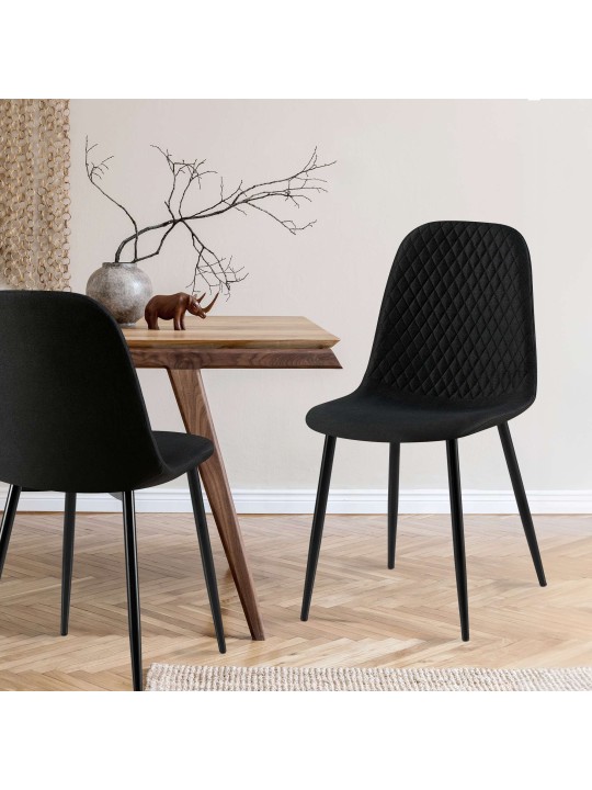 Set van 4 stoelen Giverny stof, zwart