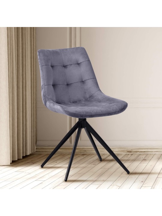 Merna fluwelen eetkamerstoel, donkergrijs