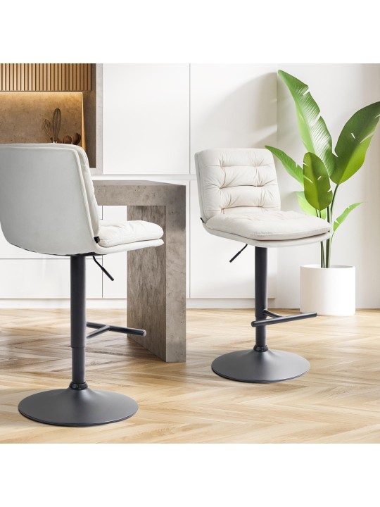 Set van 2 barkrukken Damar fluweel, crème