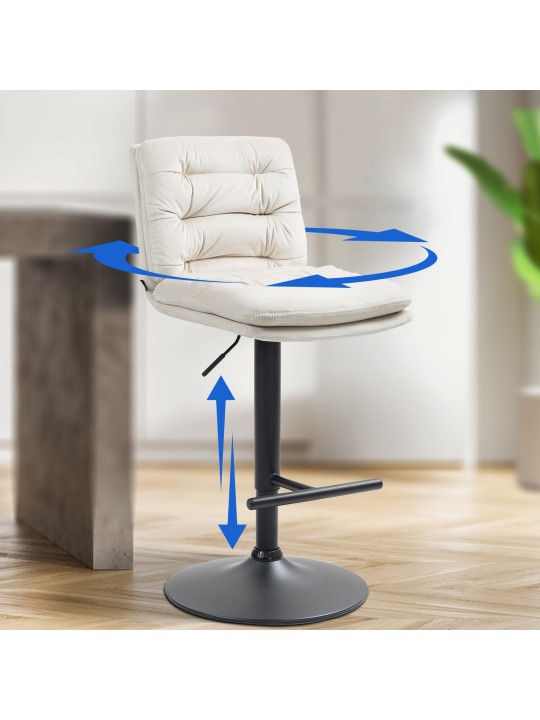 Set van 2 barkrukken Damar fluweel, crème