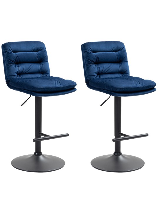 Set van 2 barkrukken Damar fluweel, blauw