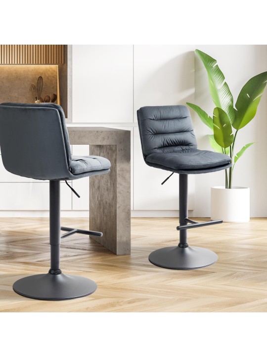 Set van 2 barkrukken Damar fluweel, donkergrijs Set van 2 barkrukken Damar fluweel, donkergrijs