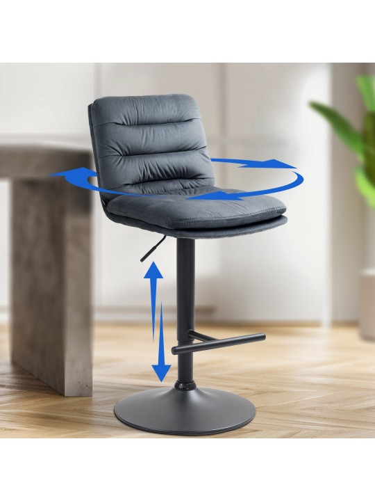 Set van 2 barkrukken Damar fluweel, donkergrijs Set van 2 barkrukken Damar fluweel, donkergrijs