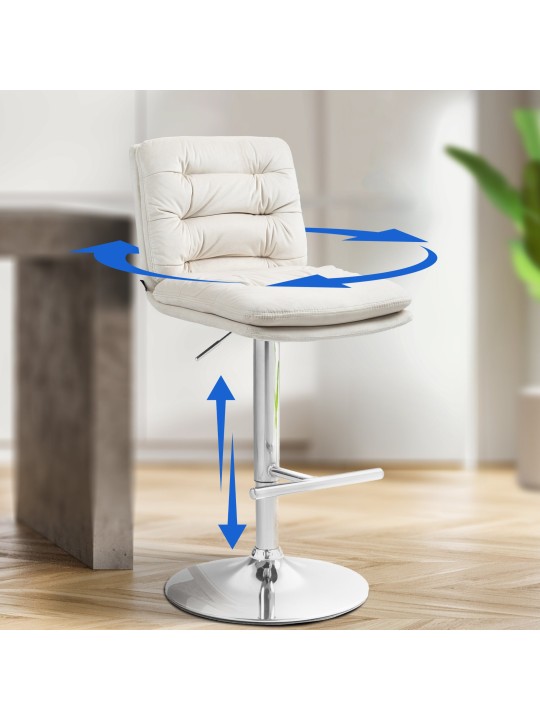 Set van 2 barkrukken Damar fluweel chroom, crème