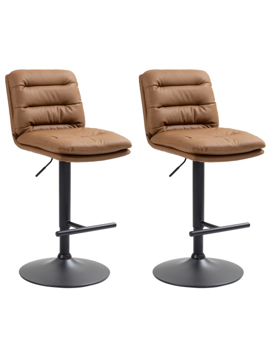 Set van 2 barkrukken Damar kunstleer, lichtbruin