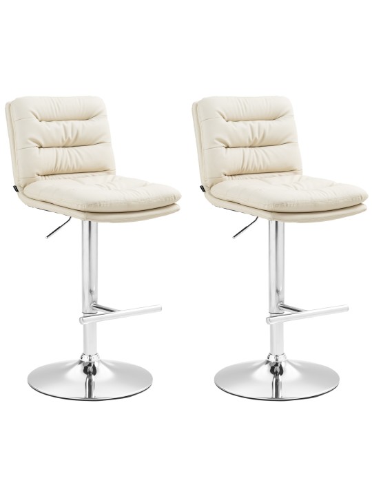 Set van 2 barkrukken Damar kunstleer chroom, crème