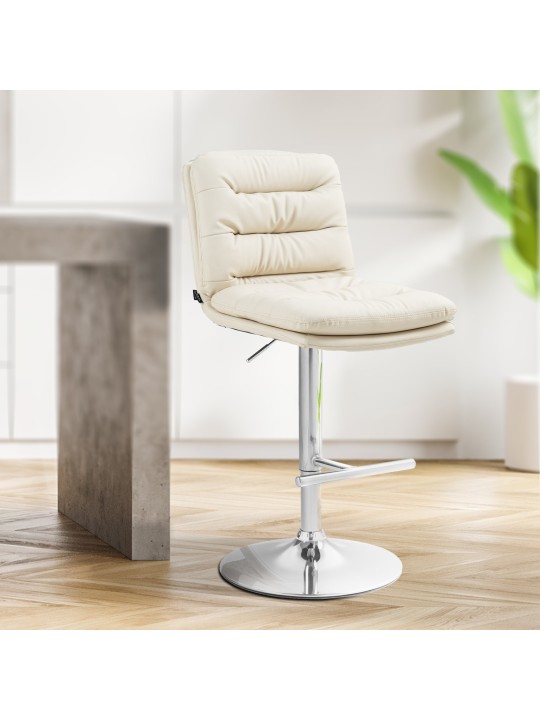 Set van 2 barkrukken Damar kunstleer chroom, crème