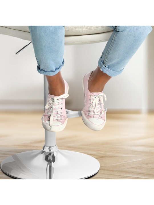 Set van 2 barkrukken Damar stof chroom, crème Set van 2 barkrukken Damar stof chroom, crème