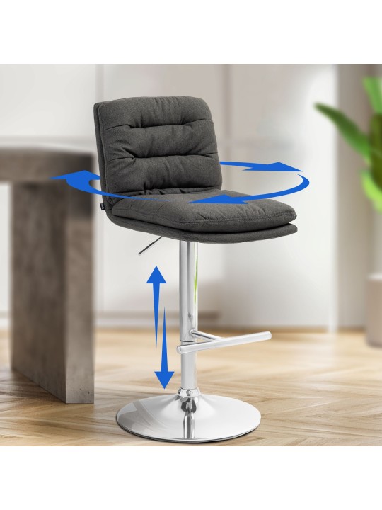 Set van 2 barkrukken Damar stof chroom, donkergrijs