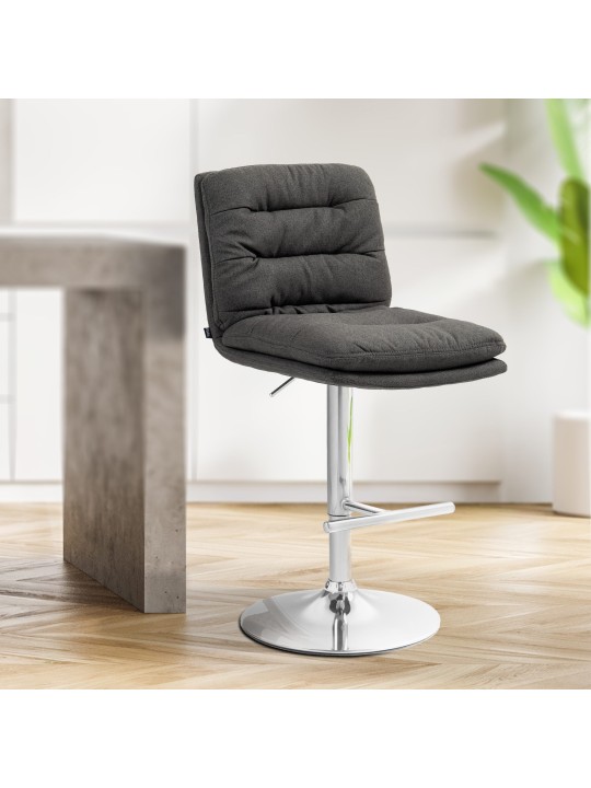 Set van 2 barkrukken Damar stof chroom, donkergrijs