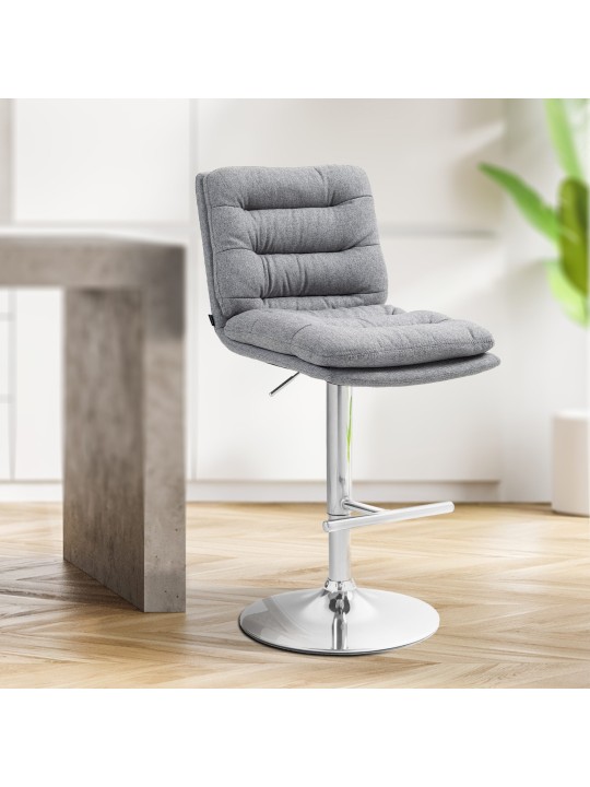 Set van 2 barkrukken Damar stof chroom, grijs