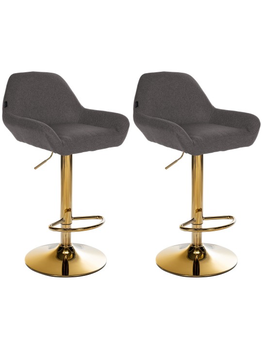 Set van 2 barkrukken Braga goud stof, donkergrijs