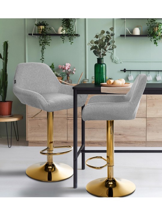 Set van 2 barkrukken Braga goud stof, grijs