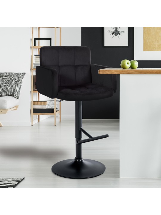 Barkruk Los Angeles fluweel, zwart