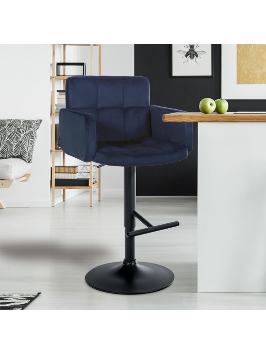 Barkruk Los Angeles fluweel, blauw