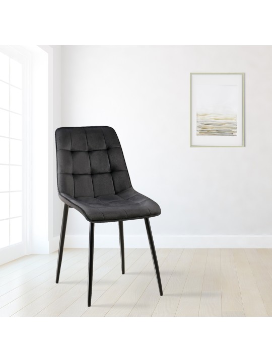 Gifford fluwelen eetkamerstoel, zwart