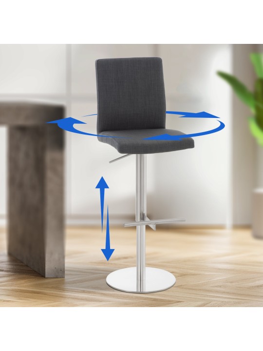 Barkruk Cadiz stof roestvrij staal, donkergrijs Barkruk Cadiz stof roestvrij staal, donkergrijs