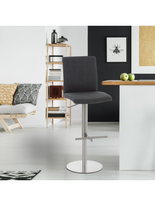 Set van 2 barkrukken Cadiz stof roestvrij staal, donkergrijs