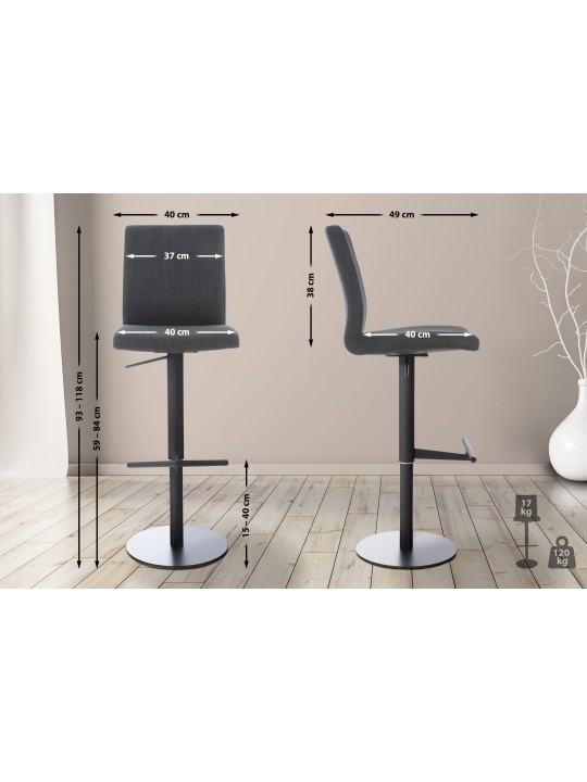 Set van 2 barkrukken Cadiz stof, donkergrijs