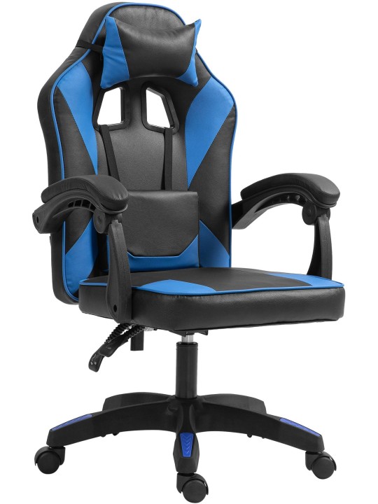 Bureaustoel Orkney kunstleer, zwart/blauw