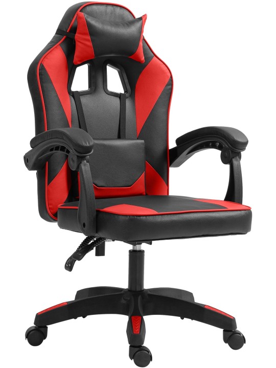 Bureaustoel Orkney kunstleer, zwart/rood