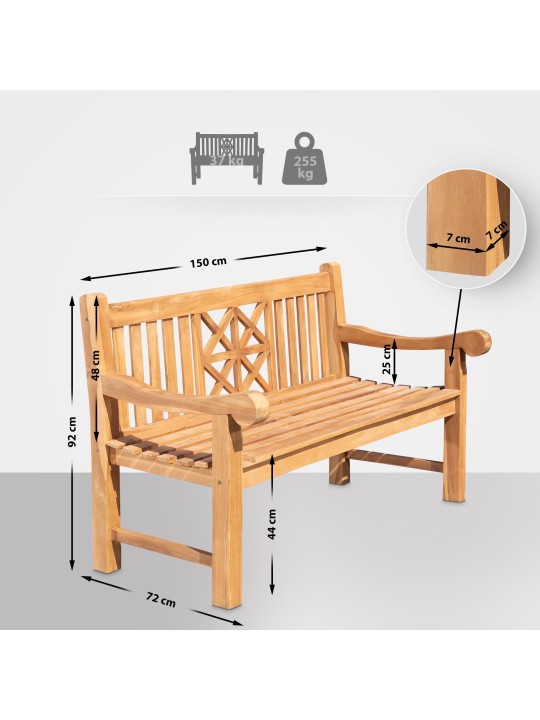 Teakhouten bank Florida 150 cm, teak