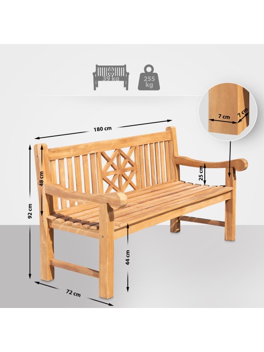 Teakhouten bank Florida 180 cm, teak