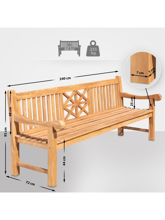 Teakhouten bank Florida 240 cm, teak