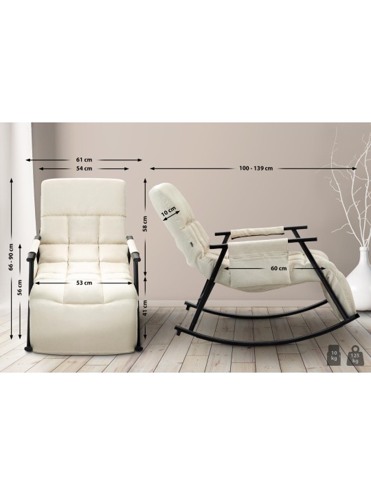 Schommelstoel Cathy stof, crème