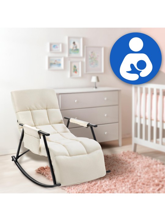 Schommelstoel Cathy stof, crème