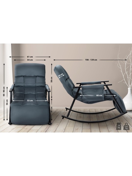 Schommelstoel Cathy fluweel, donkergrijs