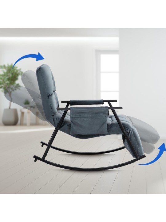 Schommelstoel Cathy fluweel, donkergrijs