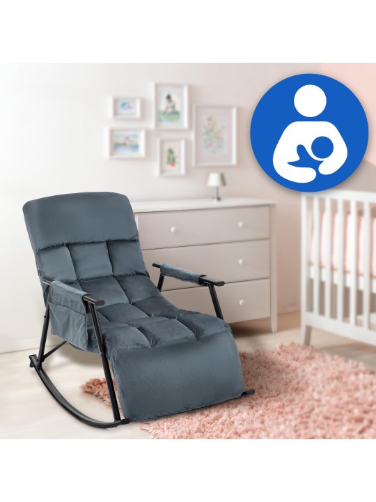 Schommelstoel Cathy fluweel, donkergrijs