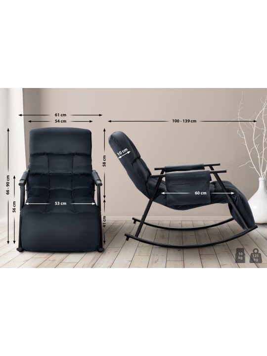 Schommelstoel Cathy fluweel, zwart Schommelstoel Cathy fluweel, zwart