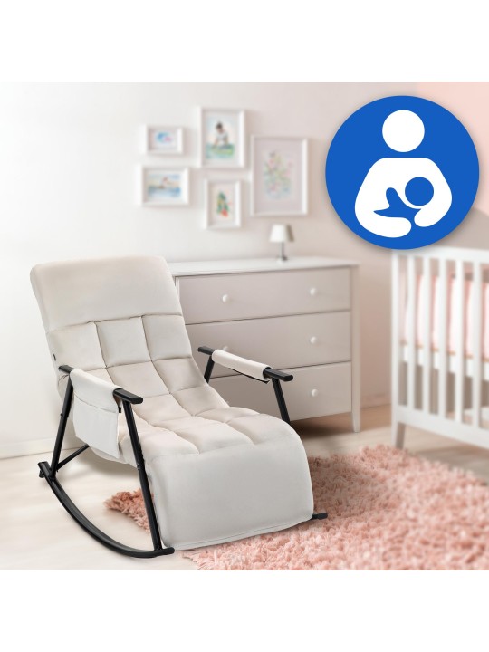 Schommelstoel Cathy fluweel, crème Schommelstoel Cathy fluweel, crème