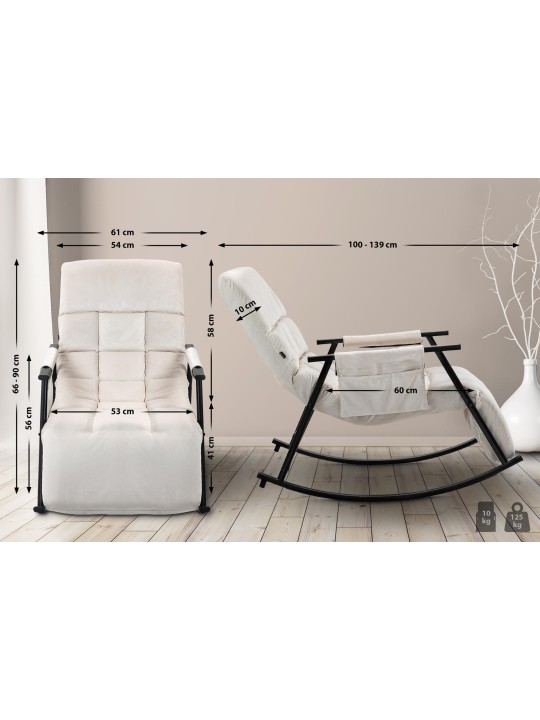 Schommelstoel Cathy fluweel, crème Schommelstoel Cathy fluweel, crème