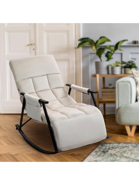 Schommelstoel Cathy fluweel, crème Schommelstoel Cathy fluweel, crème