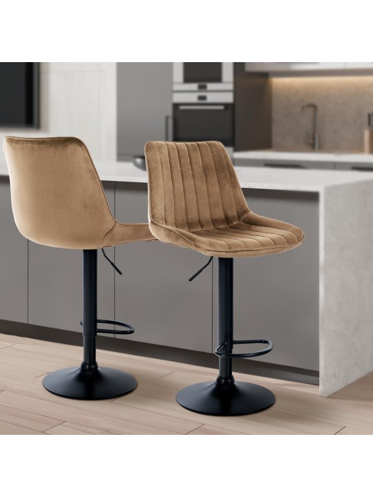 Barkruk Toni fluweel, bruin