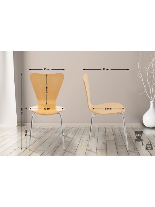 Set van 4 Calisto bezoekersstoelen, naturel Set van 4 Calisto bezoekersstoelen, naturel