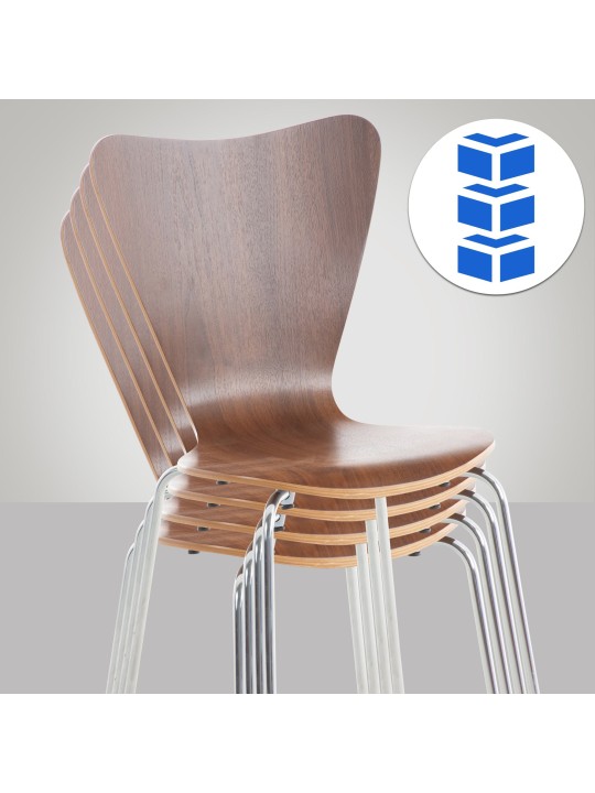 Set van 4 Calisto bezoekersstoelen, walnoot Set van 4 Calisto bezoekersstoelen, walnoot